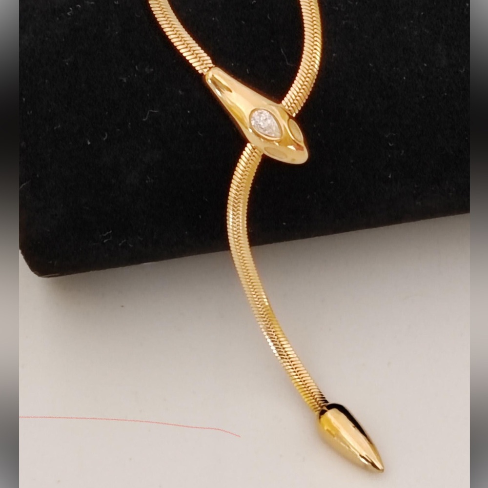 Serpentine Necklace 18K Gold Color Plated Stainless Steel - Picture 8 of 9